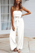 Meridress Off Shoulder Bow Tie Waist Wide Leg Jumpsuit