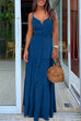 Meridress Buttons V Neck Sleeveless Tie Waist Maxi Swing Dress