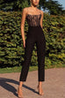 Meridress Solid Lace Splice Straight Leg Cami Jumpsuit