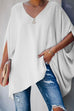 Meridress V Neck Half Sleeve Loose Batwing T-shirt