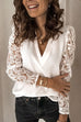 Meridress V Neck Lace Splice Long Sleeve Shirt