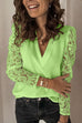 Meridress V Neck Lace Splice Long Sleeve Shirt