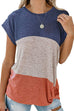 Meridress Short Sleeve Twist Knot Color Block T-shirt