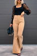 Meridress One Button Corduroy Flare Pants with Pockets