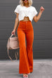 Meridress One Button Corduroy Flare Pants with Pockets