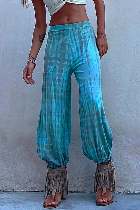 Meridress Tie Dye Side Slit Loose Lantern Pants