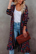 Meridress Tassel Open Front Multi-colored Print Knit Cardigans