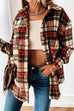 Meridress Stylish Lapel Button Down Plaid Shacket