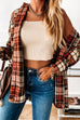 Meridress Stylish Lapel Button Down Plaid Shacket