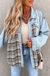 Meridress Button Down Long Sleeve Splice Plaid Jacket