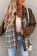 Meridress Button Down Long Sleeve Splice Plaid Jacket