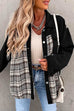 Meridress Button Down Long Sleeve Splice Plaid Jacket