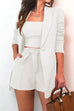 Meridress Square Collar Top and One Button Cardigans Tie Waist Shorts Three Pieces