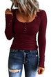 Meridress Crewneck Buttons Long Sleeve Bottoming Top