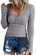 Meridress Crewneck Buttons Long Sleeve Bottoming Top