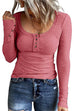 Meridress Crewneck Buttons Long Sleeve Bottoming Top