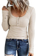 Meridress Crewneck Buttons Long Sleeve Bottoming Top