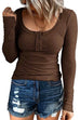 Meridress Crewneck Buttons Long Sleeve Bottoming Top