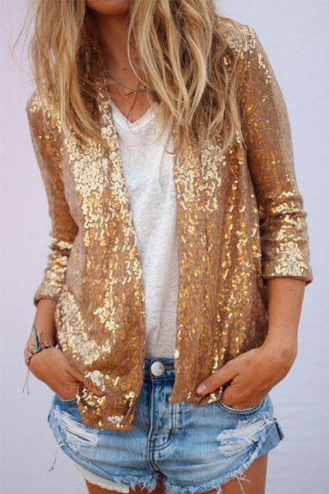 Meridress Open Front Long Sleeve Sequin Cardigans