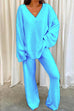 Meridress V Neck Batwing Sleeve Top and Straight Leg Pants Loungewear Set