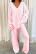 Meridress V Neck Batwing Sleeve Top and Straight Leg Pants Loungewear Set