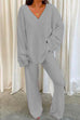 Meridress V Neck Batwing Sleeve Top and Straight Leg Pants Loungewear Set