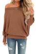 Meridress Solid Batwing Long Sleeves Waffle Top