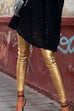 Meridress Solid Slim Fit Faux Leather Leggings Pants