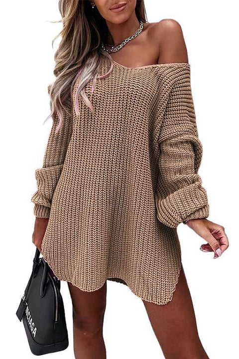 Meridress V Neck Lantern Sleeve Swing Sweaters