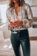 Meridress Stylish V Neck Long Sleeve Sequin Splice Top