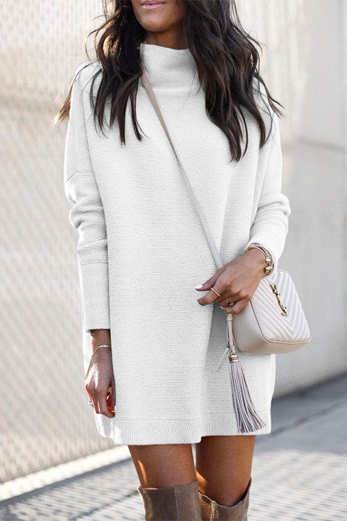 Meridress Solid Crewneck Long Sleeve Knit Dress