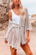 Meridress Long Sleeve Hollow Out Tie Waist Beach Dress