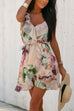 Meridress V Neck Tie Waist Ruffle Printed Cami Dress