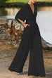 Meridress Deep V Neck High Waist Wide Leg Jumpsuit