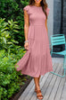 Meridress Crewneck Puff Sleeve Pleated Swing Dress