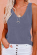 Meridress V Neck Solid Knitting Tank Top