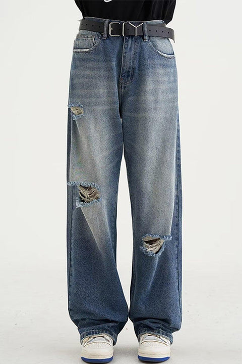 Meridress Wide Leg Ripped Baggy Jeans