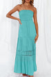 Meridress Strapless Tube Hollow Out Lace Splice Tiered Maxi Dress