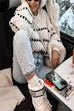 Meridress Lantern Sleeves Color Block Chunky Knit Sweater