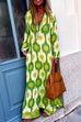 Meridress V Neck Side Split Printed Maxi Holiday Dress