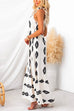 Meridress Bow Knot One Shoulder Printed Ruffle Maxi Dress