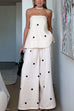 Meridress Polka Dot Strapless Top and Wide Leg Palazzo Pants Set