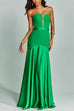 Meridress Mesh V Neck Strapless Splice Flare Maxi Party Dress