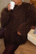 Meridress Open Front Winter Faux Fur Teddy Coat