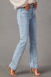 Meridress Raw Hem Distressed Straight Leg Denim Pants