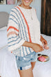 Meridress Crewneck 3/4 Sleeve Striped Sweater