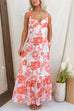 Back Lace-up Floral Print Ruffle Maxi Cami Dress