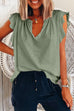 Meridress V Neck Solid Ruffle T-shirt