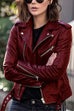 Meridress Vintage Lapel Zip Up Faux Leather Moto Jacket