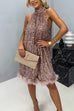 Meridress Halter Sleeveless Feather Hem Sequin Dress